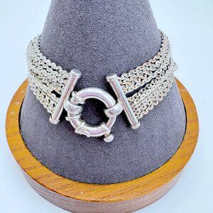 Ten Strand Circle Link Chain Bracelet Milor Sterling Silver 925 Size 7.5" Length